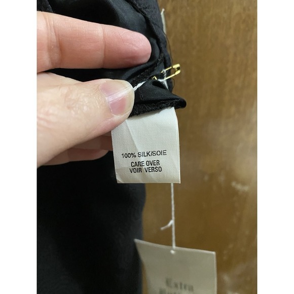 Vintage Anne Klein Pure Silk Button-up Skirt Black Polka Dots Size 12 Flowy NWT - Picture 13 of 16